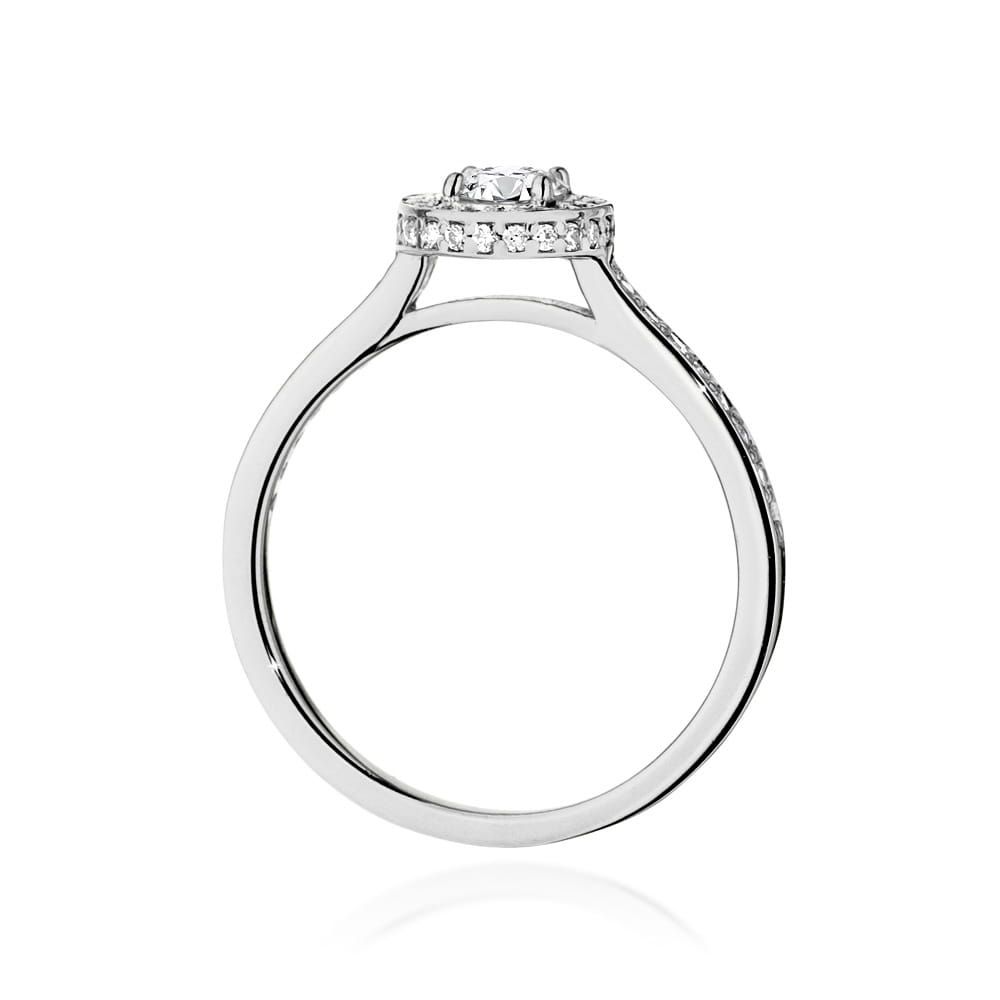 Pierścionek z diamentem laboratoryjnym 0,74 ct, białe złoto 585