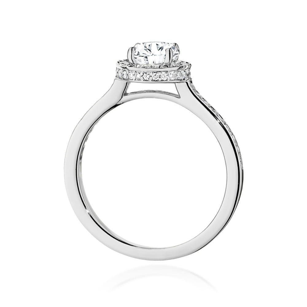 Pierścionek z diamentem laboratoryjnym 1,08 ct, białe złoto 585