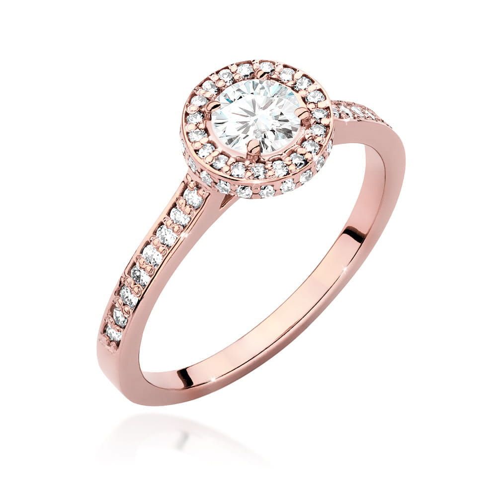 Pierścionek z brylantami 0,87 ct, różowe złoto 585