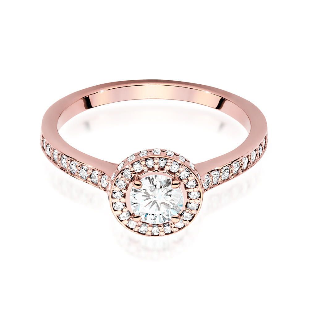 Pierścionek z brylantami 0,87 ct, różowe złoto 585