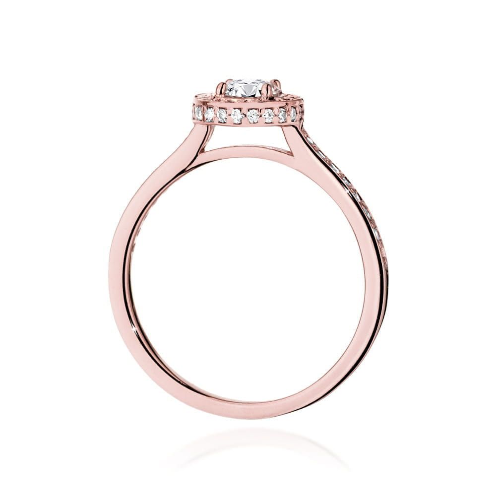 Pierścionek z brylantami 0,87 ct, różowe złoto 585