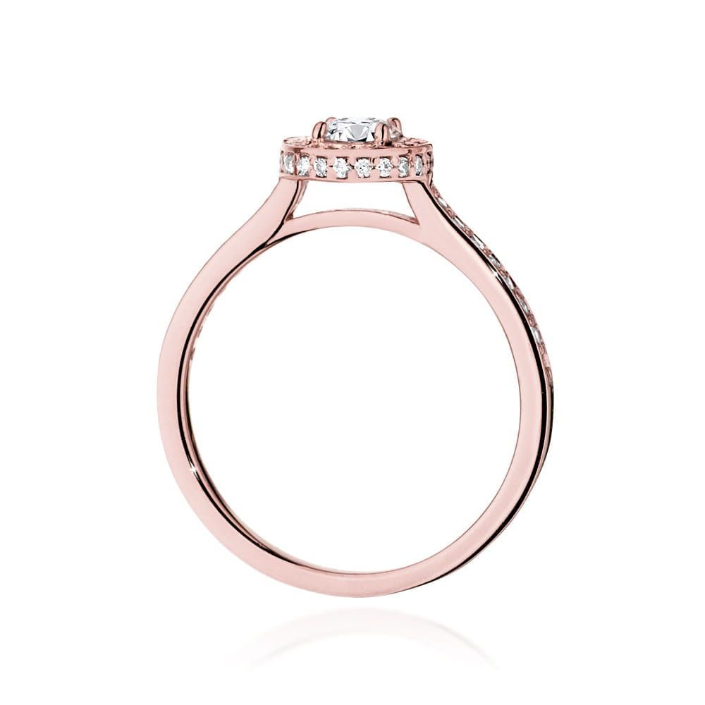 Pierścionek z diamentem laboratoryjnym 0,74 ct, różowe złoto 585