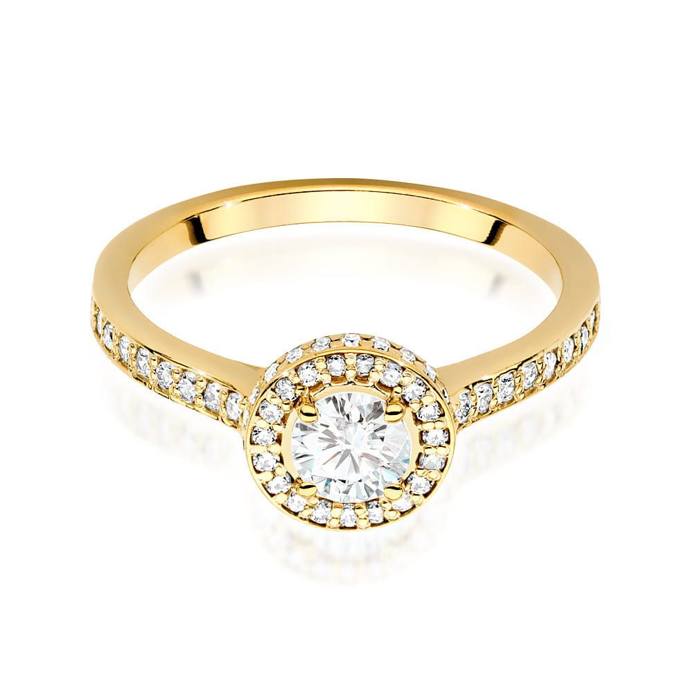 Pierścionek z brylantami 0,87 ct, żółte złoto 585