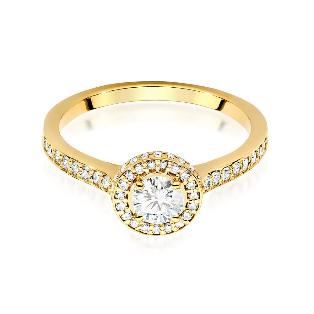 Pierścionek z diamentem laboratoryjnym 0,74 ct, żółte złoto 585