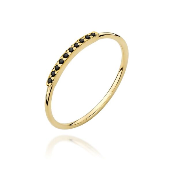 Pierścionek z czarnymi brylantami 0,05 ct, żółte złoto 585