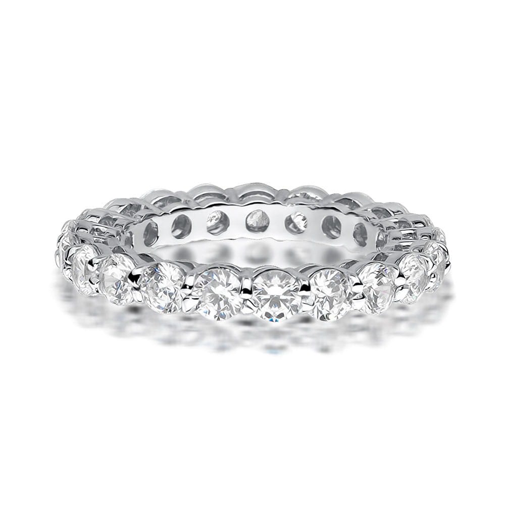 Pierścionek eternity z diamentami laboratoryjnymi, białe złoto 585