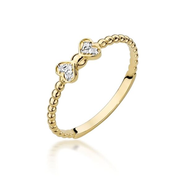 Pierścionek z brylantami 0,03 ct, żółte złoto 585