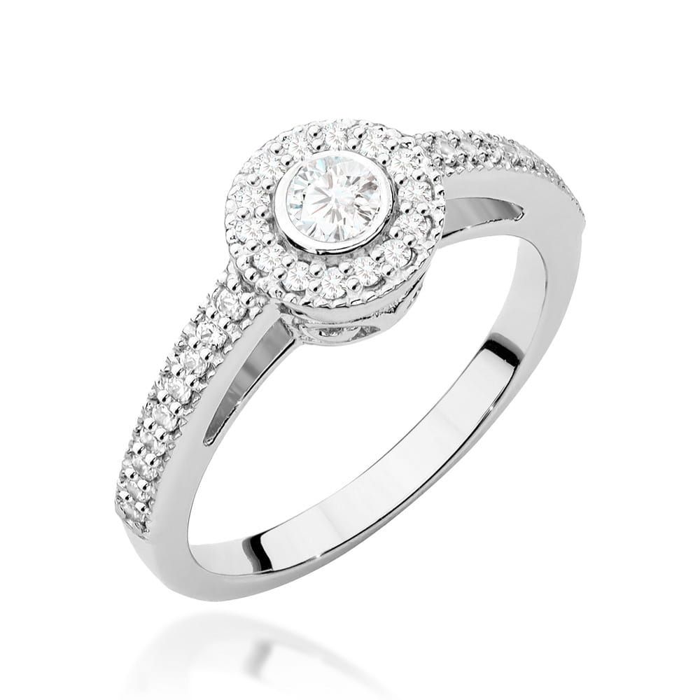 Pierścionek z brylantami 0,38 ct, białe złoto 585