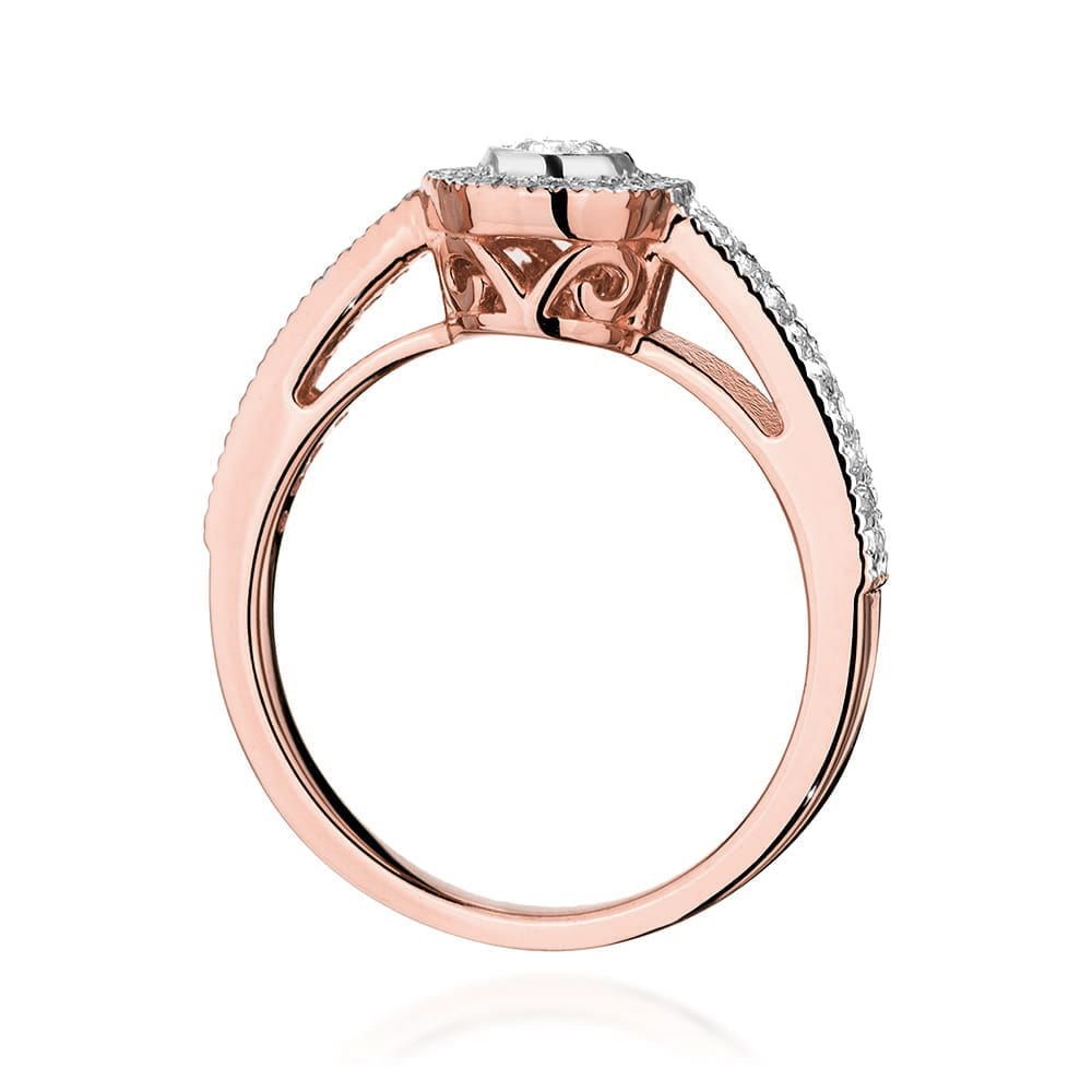 Pierścionek z brylantami 0,38 ct, różowe złoto 585