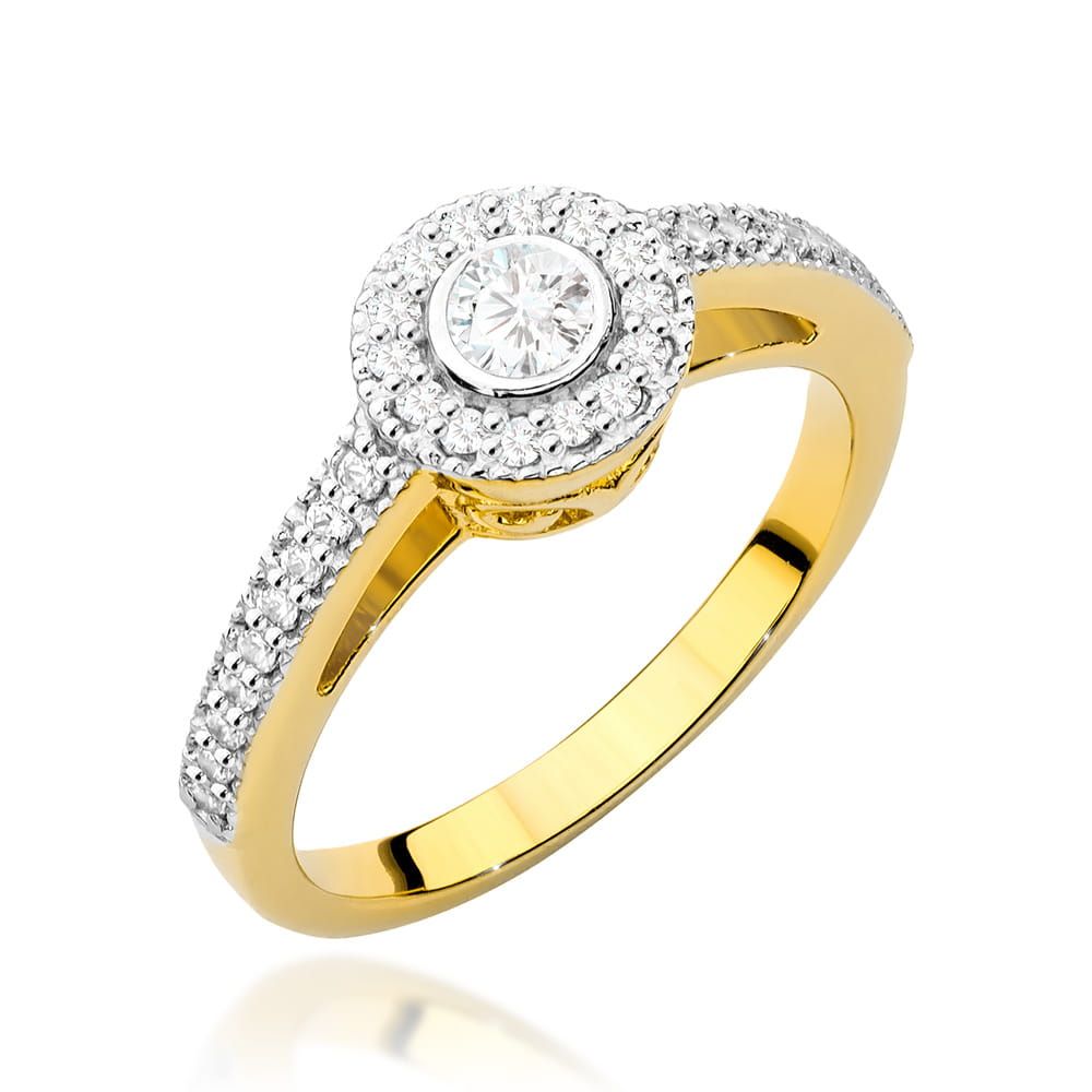 Pierścionek z brylantami 0,38 ct, żółte złoto 585