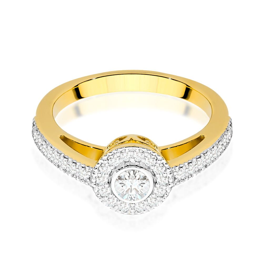 Pierścionek z brylantami 0,38 ct, żółte złoto 585