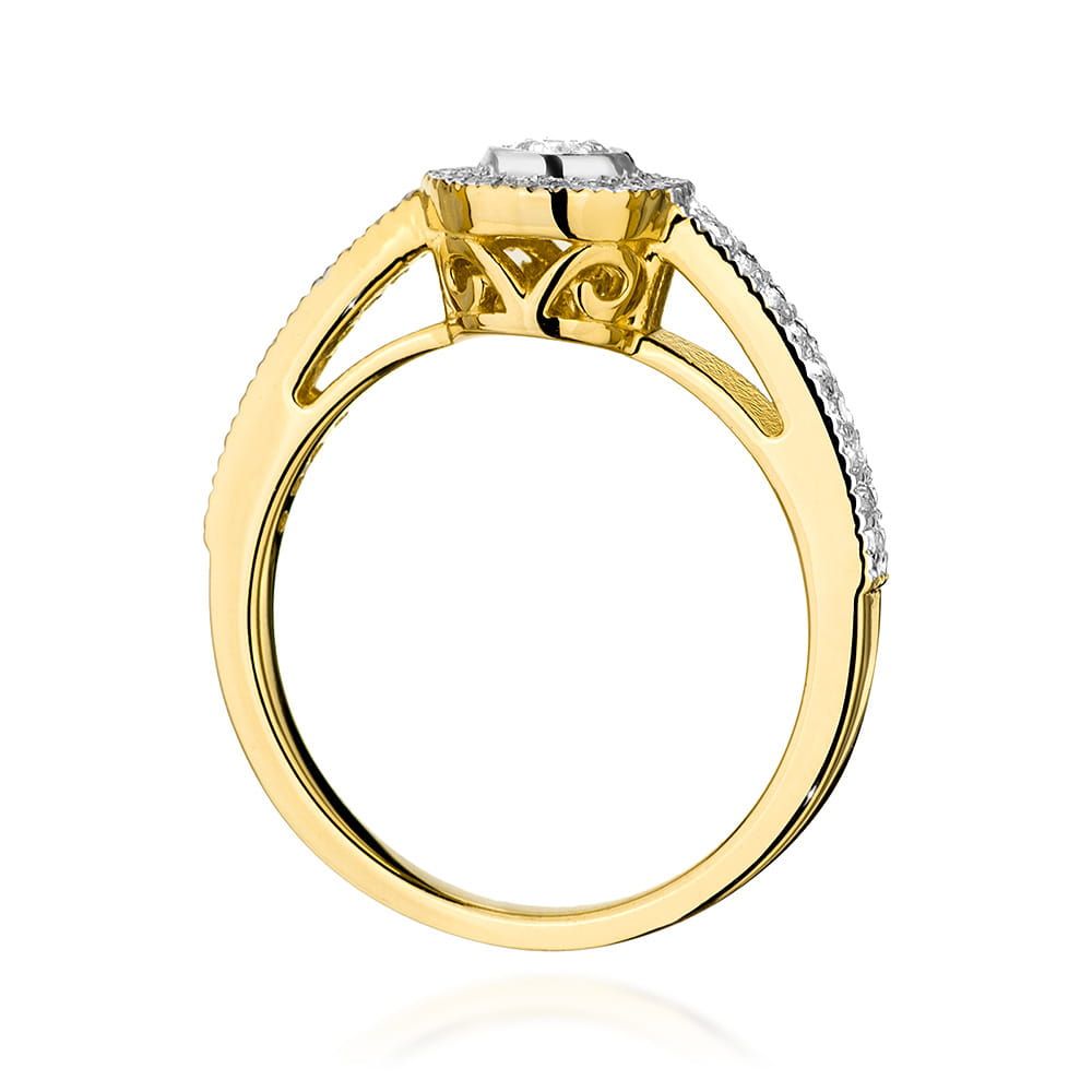 Pierścionek z brylantami 0,38 ct, żółte złoto 585