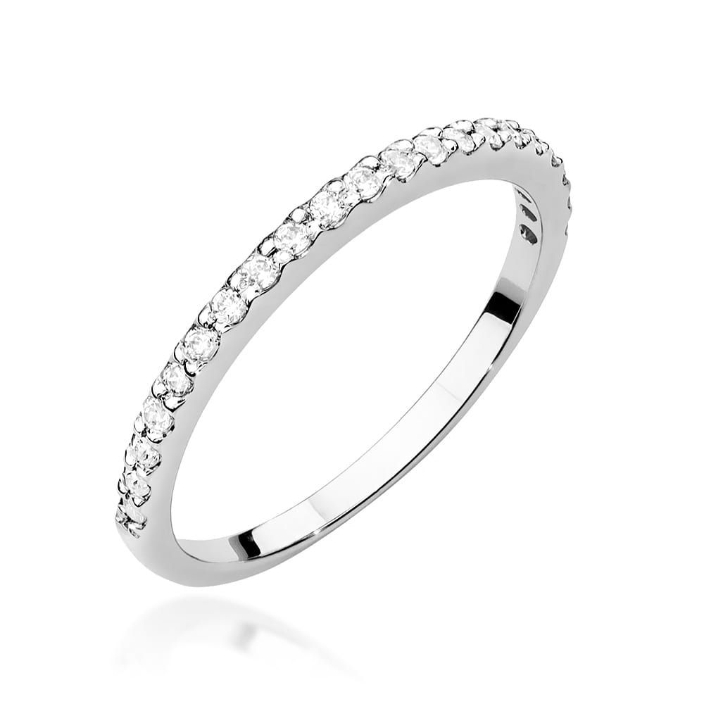 Pierścionek z diamentami laboratoryjnymi 0,18 ct, białe złoto 585