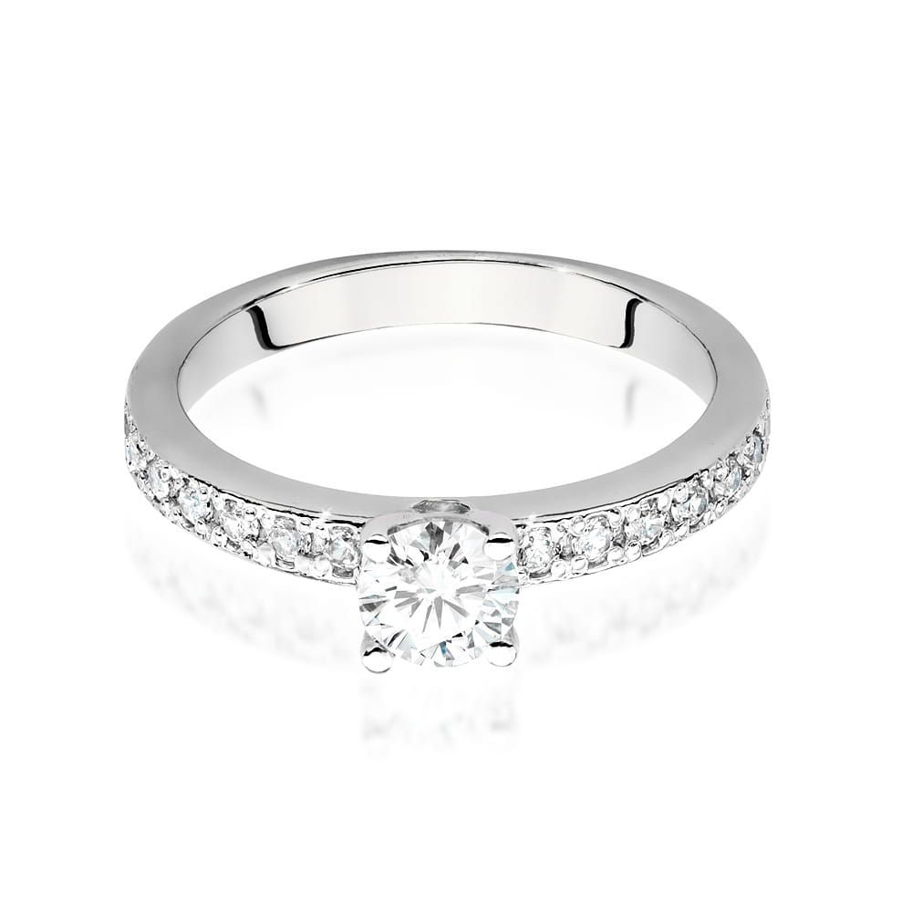 Pierścionek z diamentem laboratoryjnym 0,60 ct, białe złoto 585