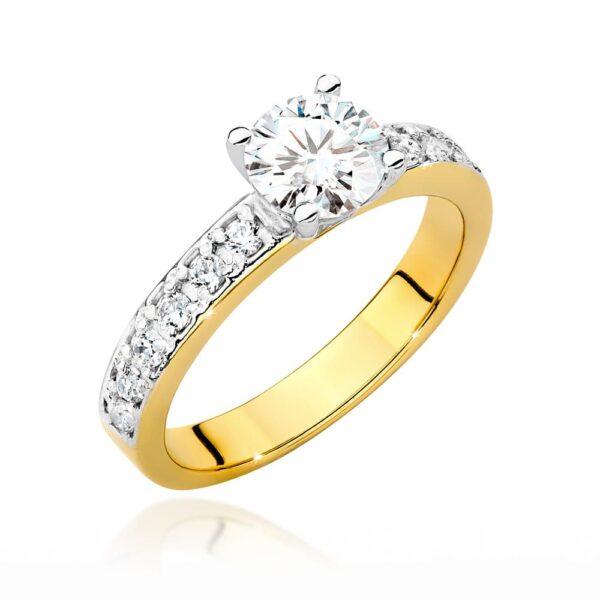 Pierścionek z brylantami 0,94 ct, żółte złoto 585