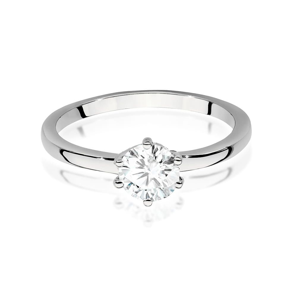 Pierścionek zaręczynowy z brylantem 0,70 ct, białe złoto 585