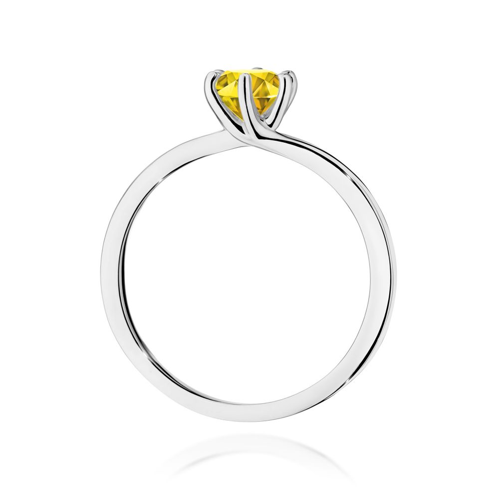 Pierścionek z żółtym diamentem laboratoryjnym 0,50 ct, białe złoto 585