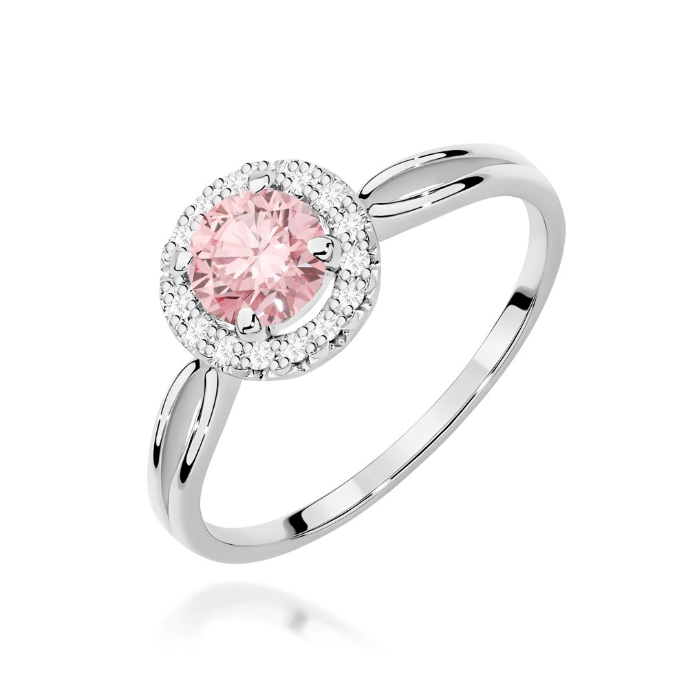 Pierścionek z różowym diamentem laboratoryjnym 0,58 ct, białe złoto 585