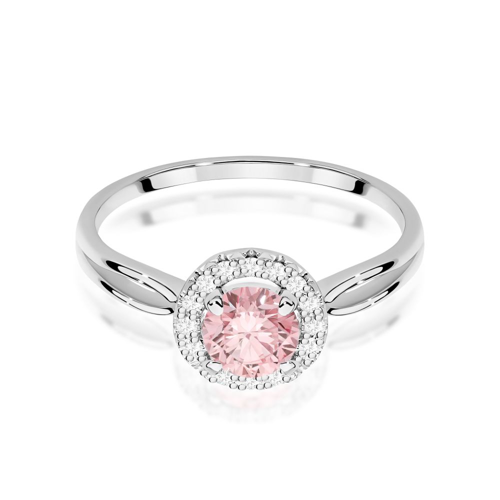 Pierścionek z różowym diamentem laboratoryjnym 0,58 ct, białe złoto 585