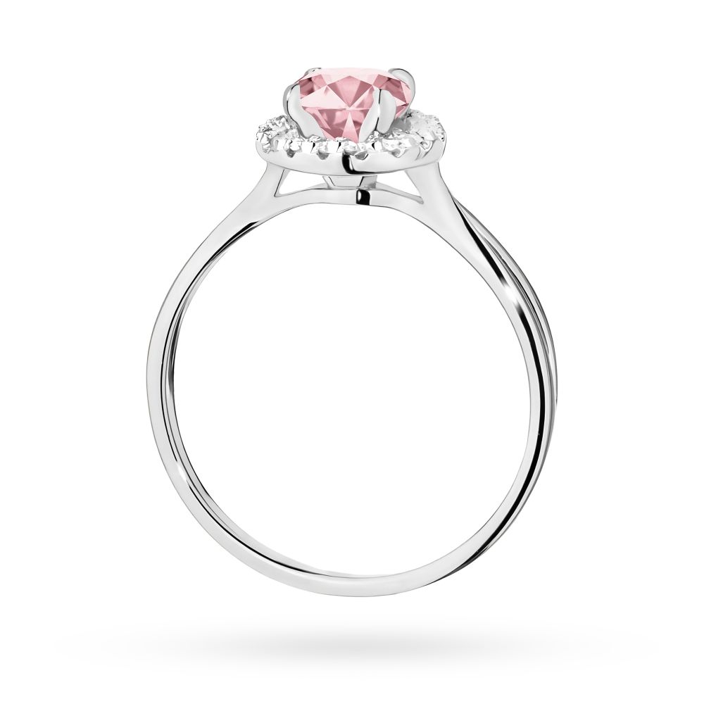 Pierścionek z różowym diamentem laboratoryjnym 0,58 ct, białe złoto 585