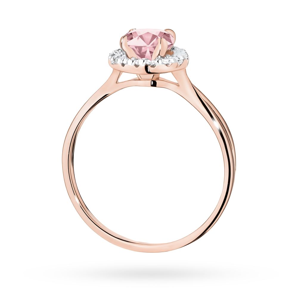 Pierścionek z różowym diamentem laboratoryjnym 0,58 ct, różowe złoto 585