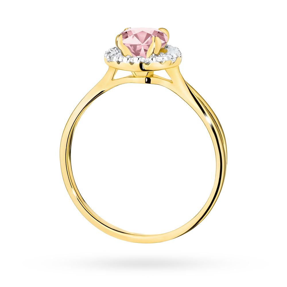 Pierścionek z różowym diamentem laboratoryjnym 0,58 ct, żółte złoto 585
