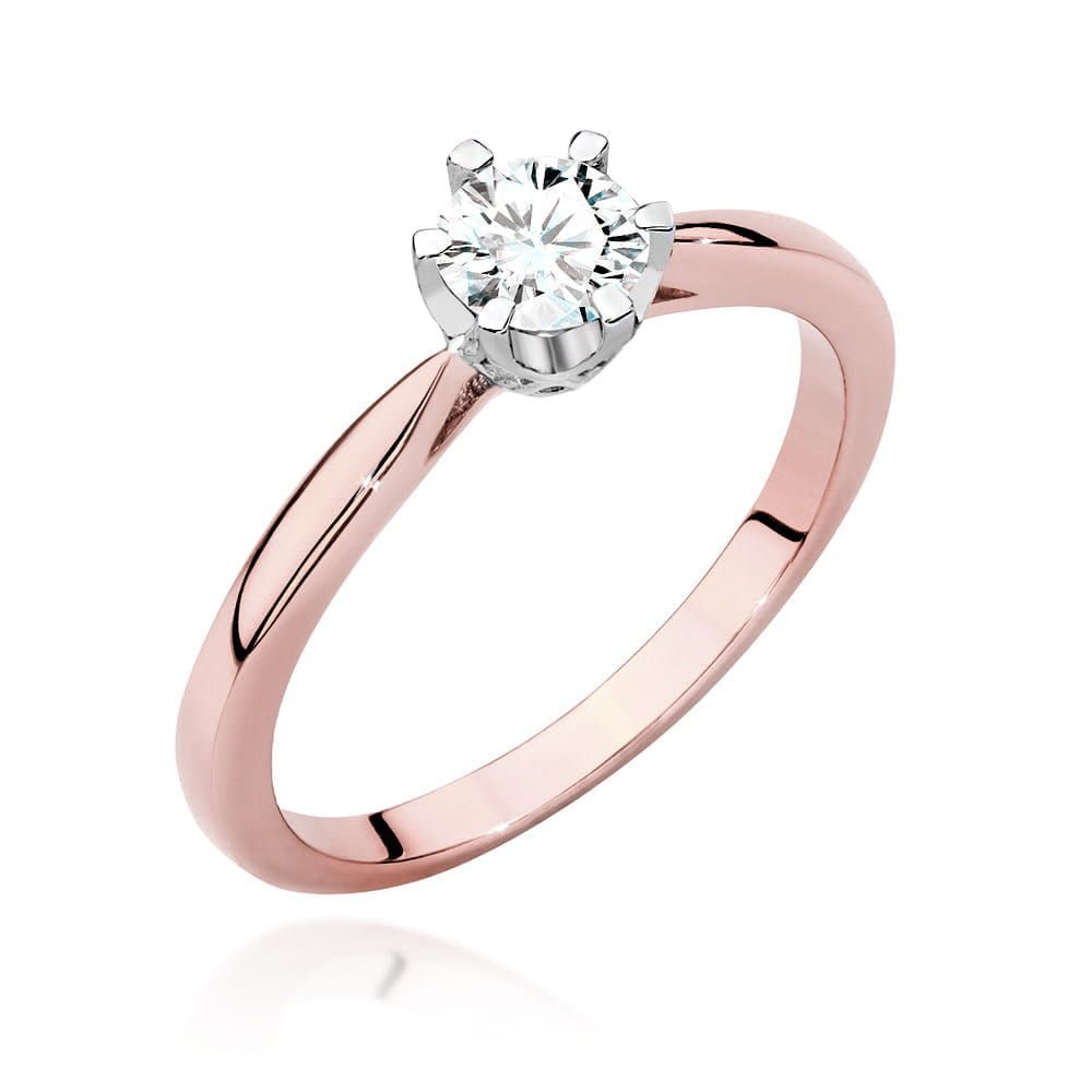 Pierścionek z brylantami 0,46 ct, różowe złoto 585