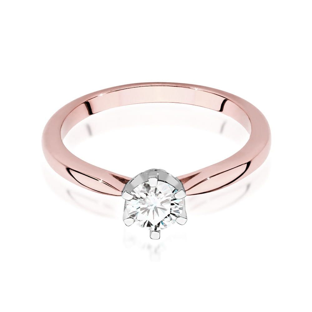 Pierścionek z brylantami 0,46 ct, różowe złoto 585