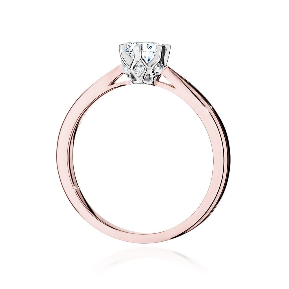 Pierścionek z brylantami 0,46 ct, różowe złoto 585