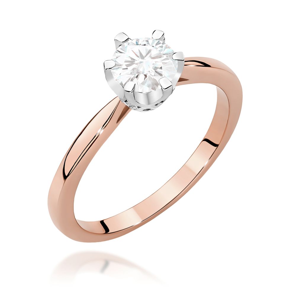 Pierścionek z brylantami 0,76 ct, różowe złoto 585