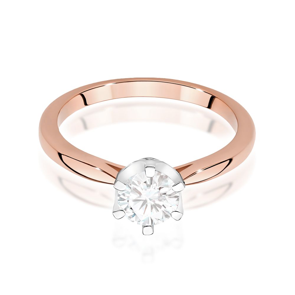 Pierścionek z brylantami 0,76 ct, różowe złoto 585