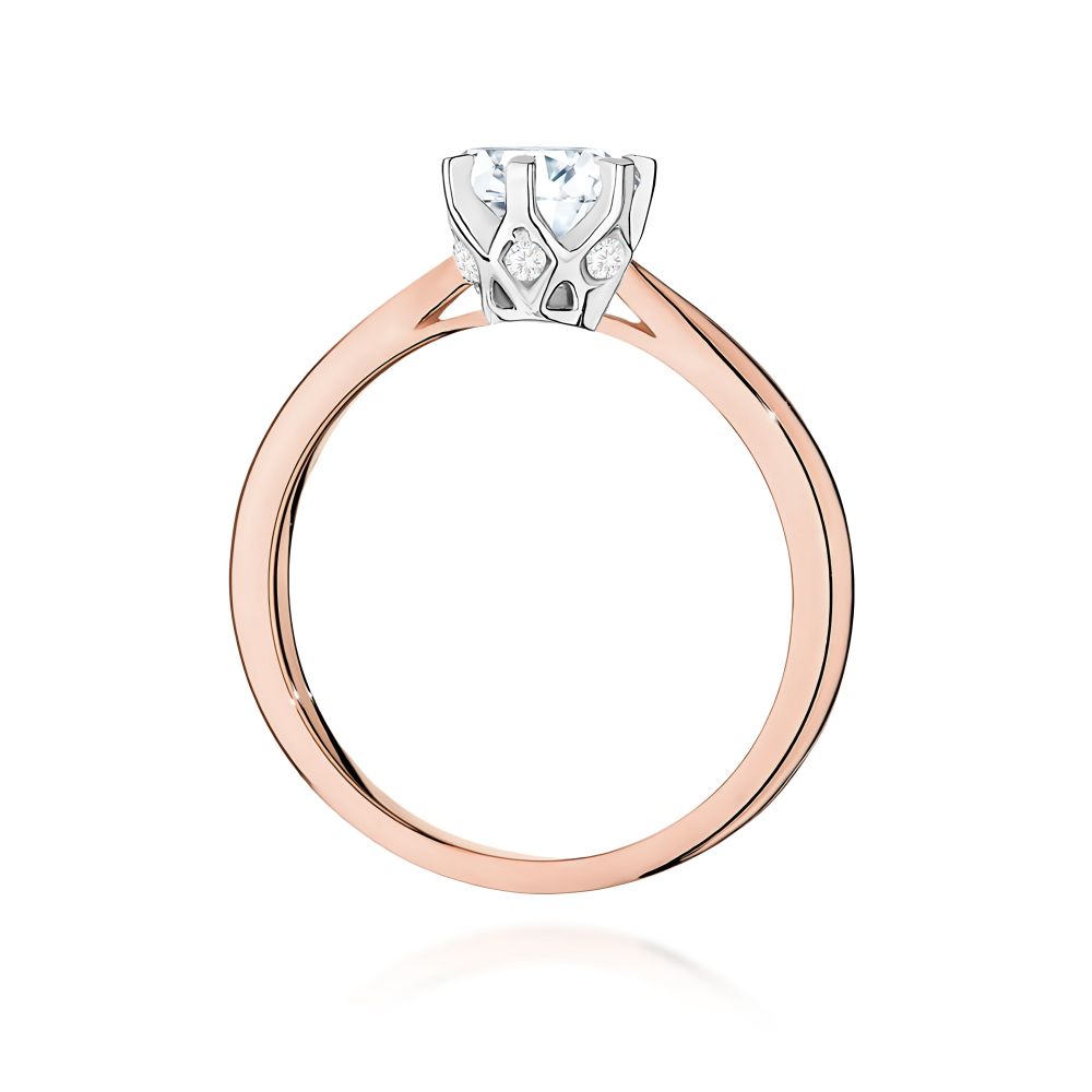 Pierścionek z brylantami 0,76 ct, różowe złoto 585