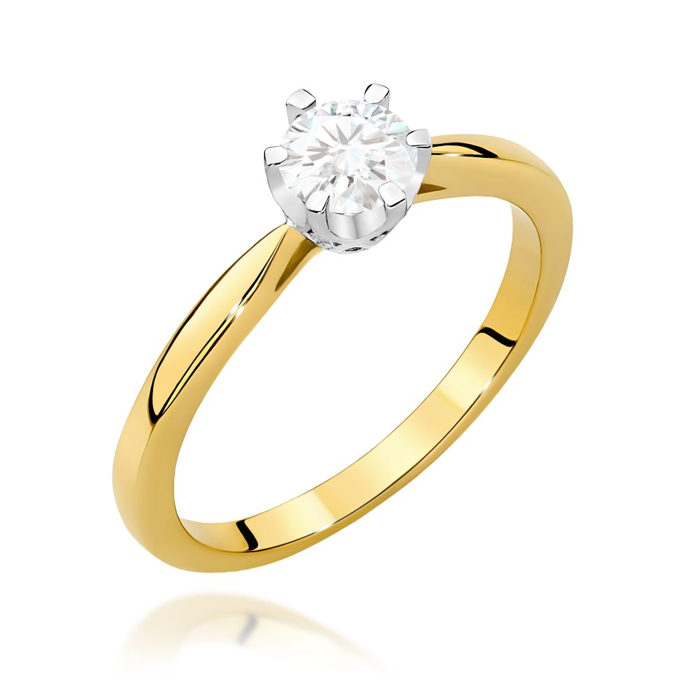Pierścionek z brylantami 0,46 ct, żółte złoto 585