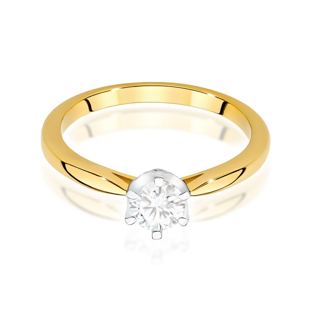 Pierścionek z brylantami 0,46 ct, żółte złoto 585