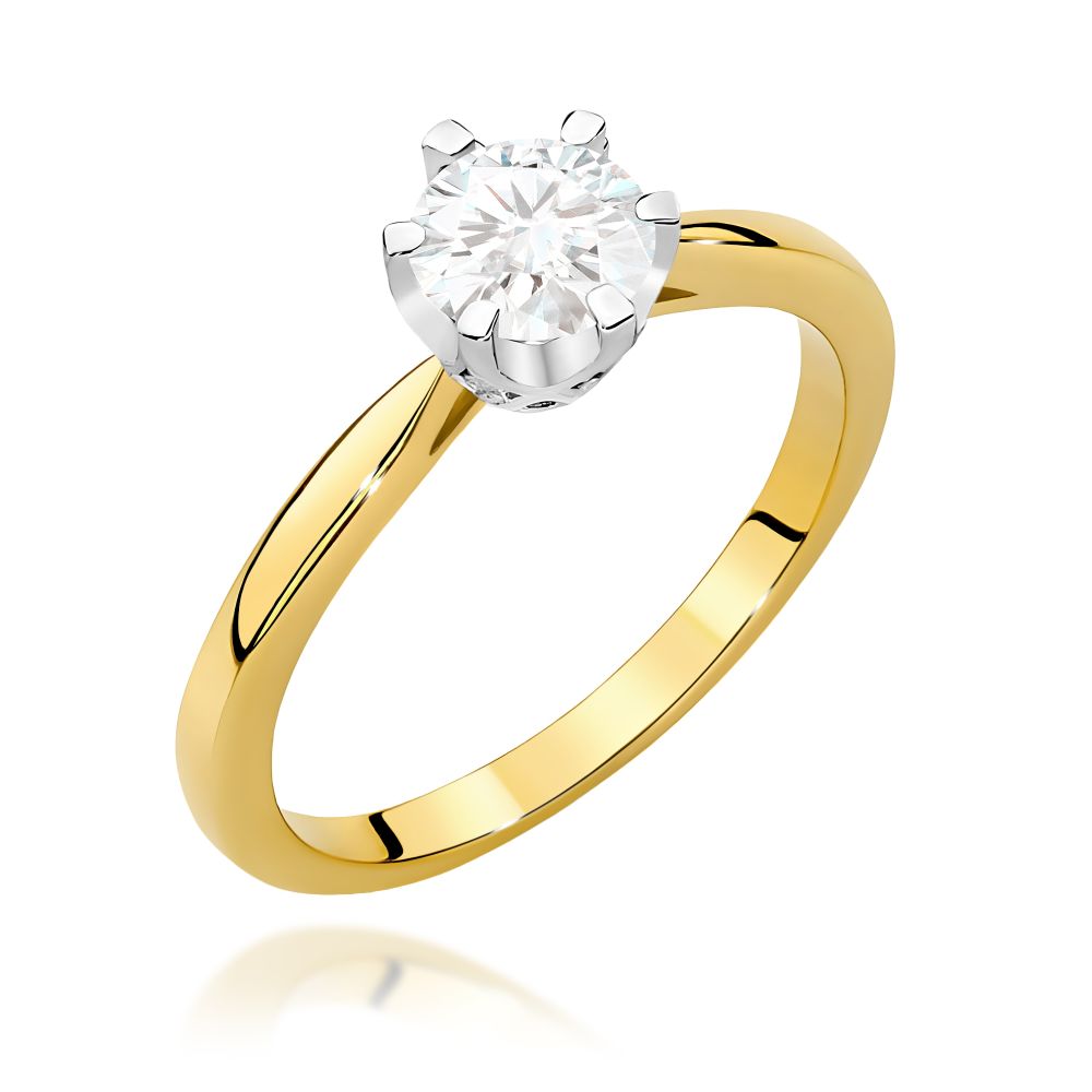 Pierścionek z brylantami 0,76 ct, żółte złoto 585