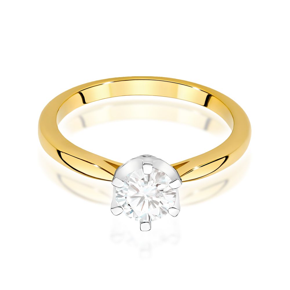 Pierścionek z brylantami 0,76 ct, żółte złoto 585