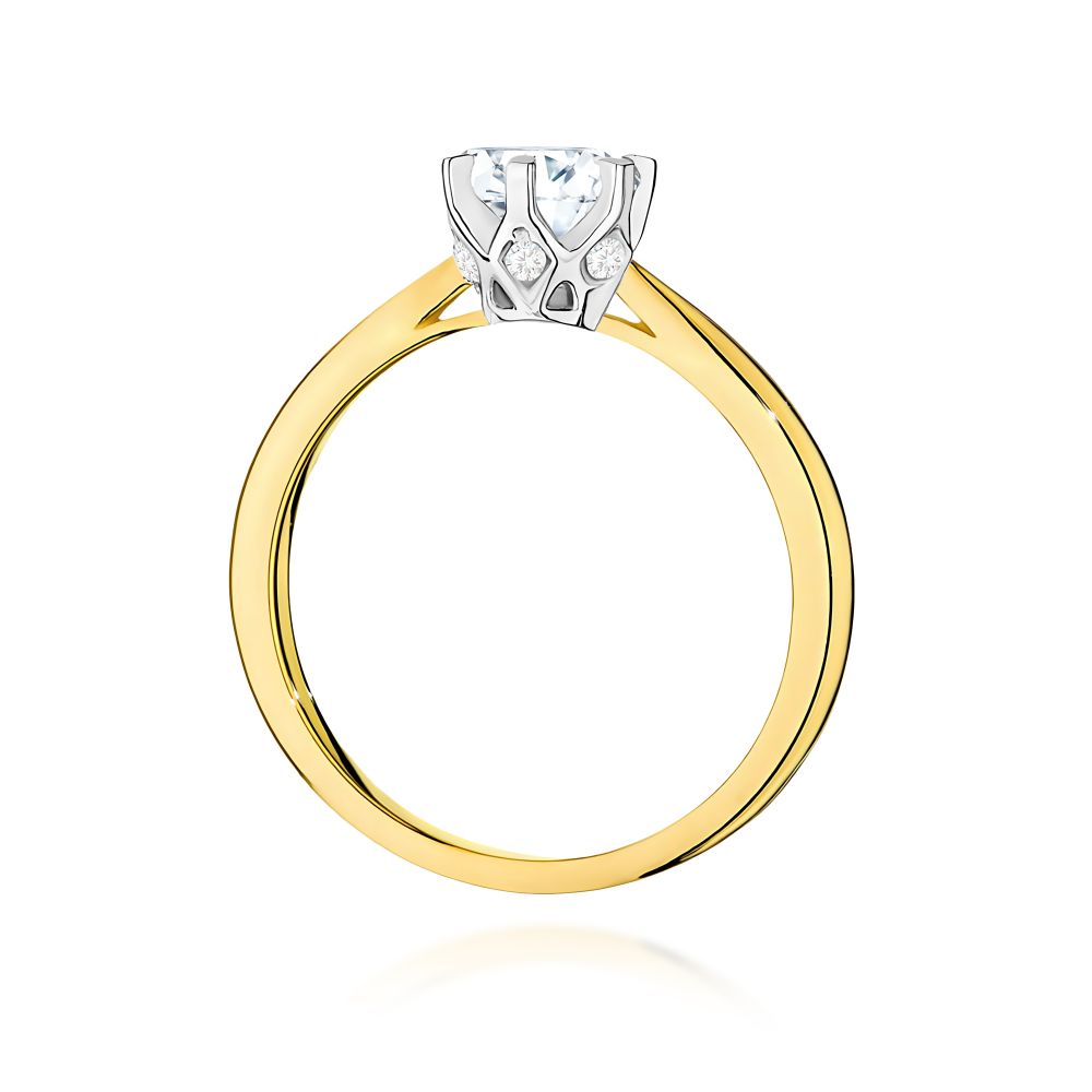Pierścionek z brylantami 0,76 ct, żółte złoto 585