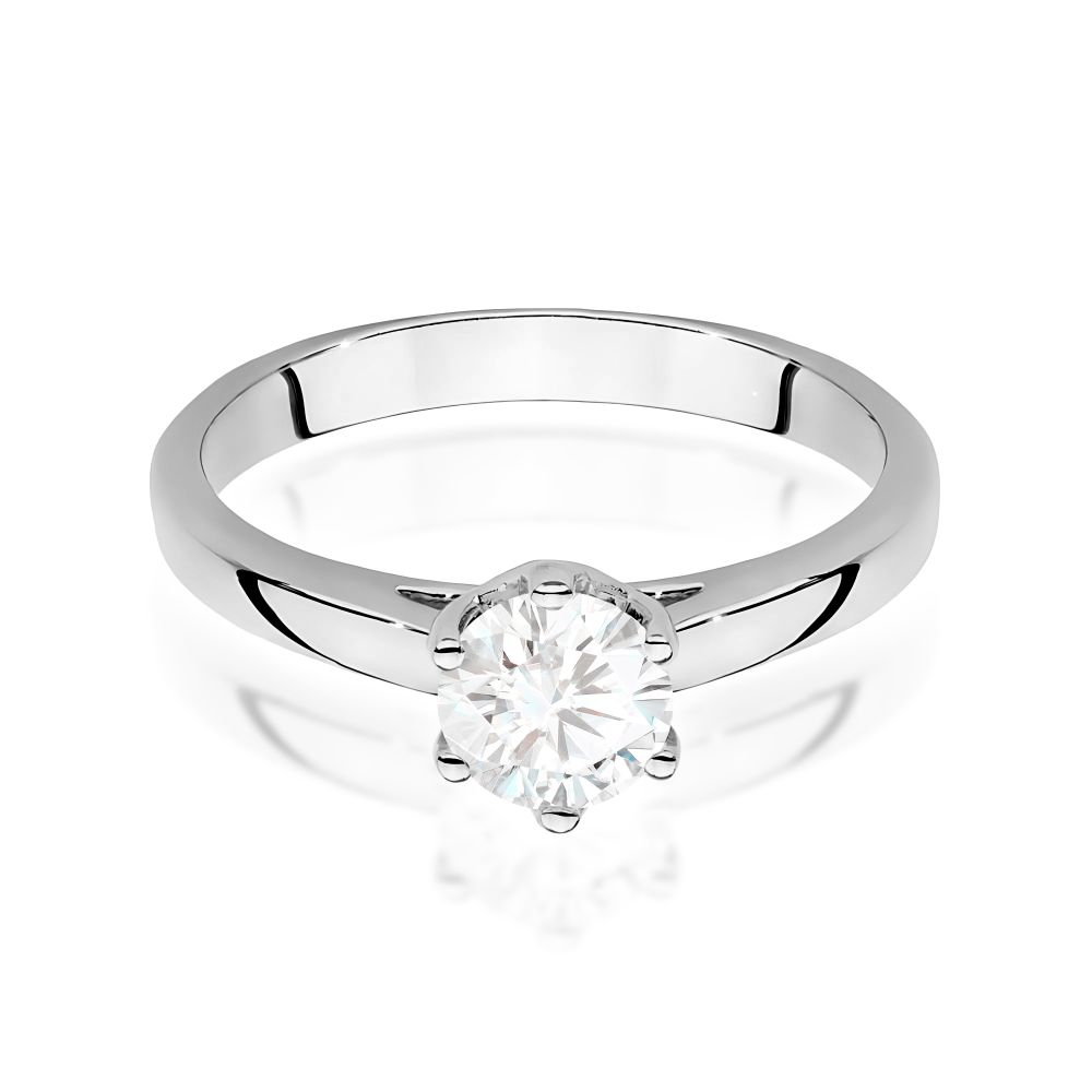 Pierścionek z diamentem laboratoryjnym 0,70 ct, białe złoto 585