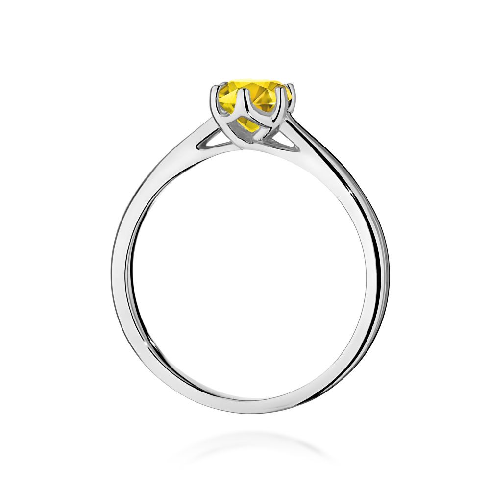 Pierścionek z żółtym diamentem laboratoryjnym 0,50 ct, białe złoto 585