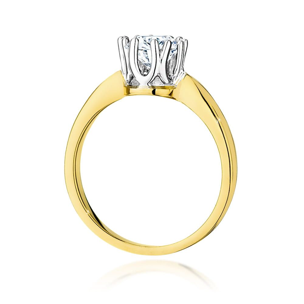 Pierścionek zaręczynowy z brylantem 0,70 ct, żółte złoto 585