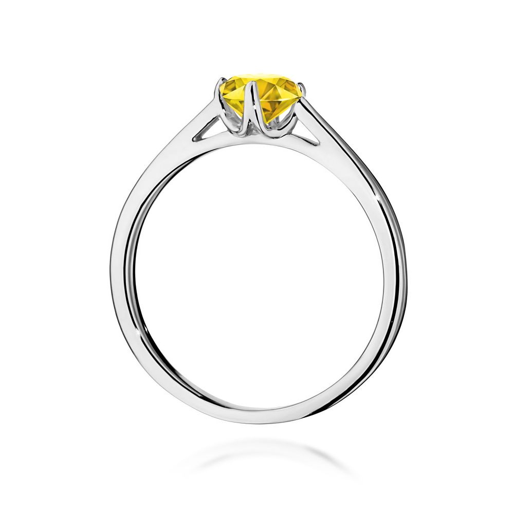 Pierścionek z żółtym diamentem laboratoryjnym 0,50 ct, białe złoto 585