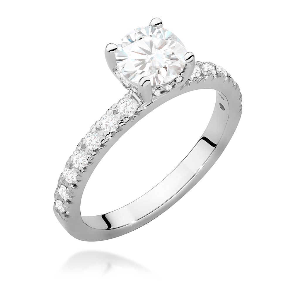 Pierścionek z brylantami 0,96 ct, białe złoto 585
