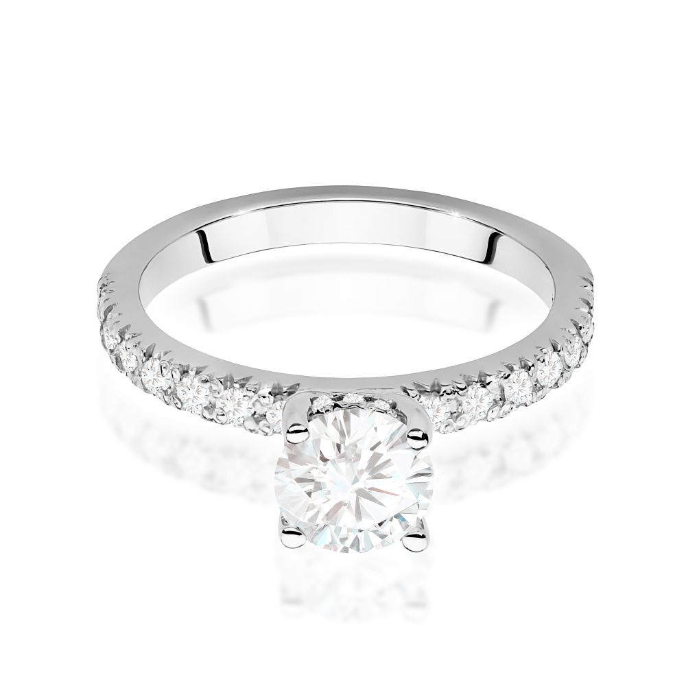 Pierścionek z brylantami 0,96 ct, białe złoto 585