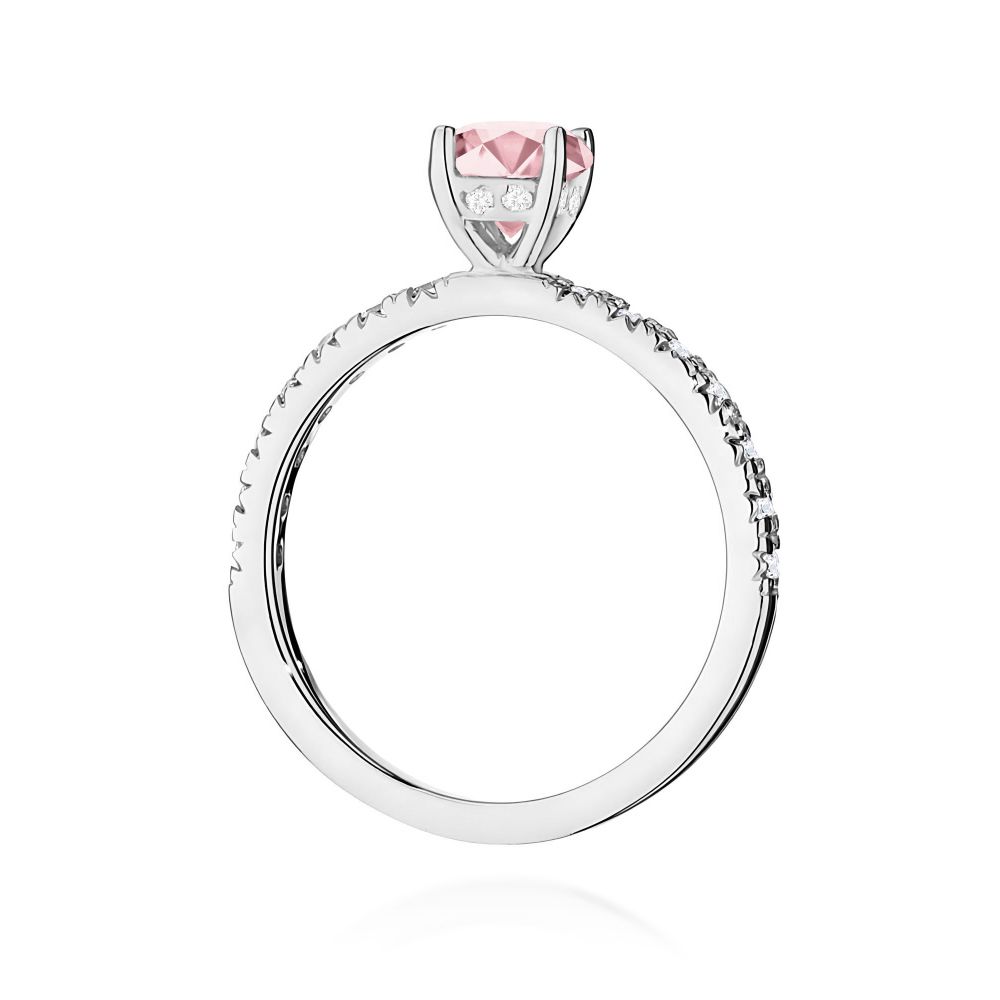 Pierścionek z różowym diamentem laboratoryjnym 0,74 ct, białe złoto 585