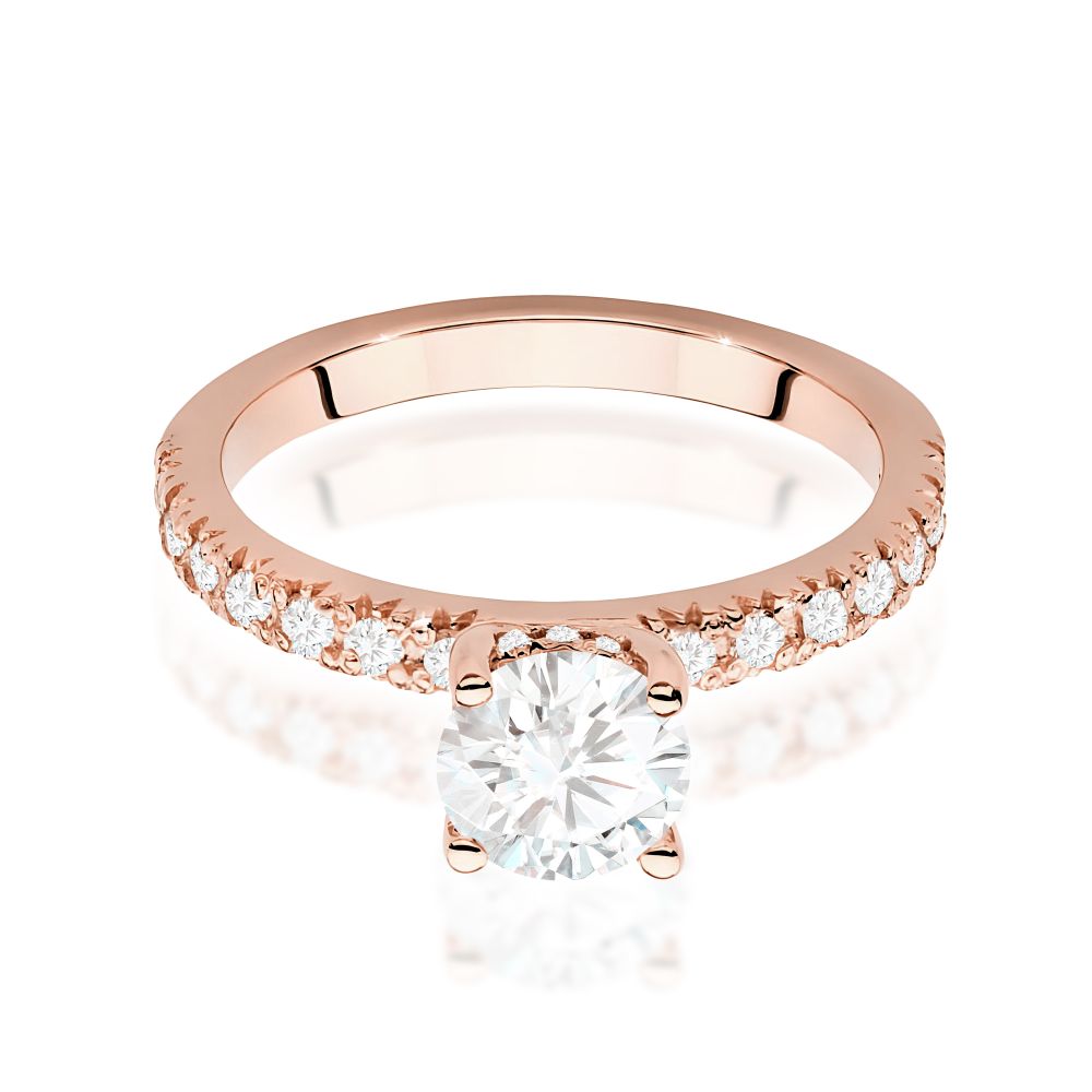 Pierścionek z brylantami 0,96 ct, różowe złoto 585