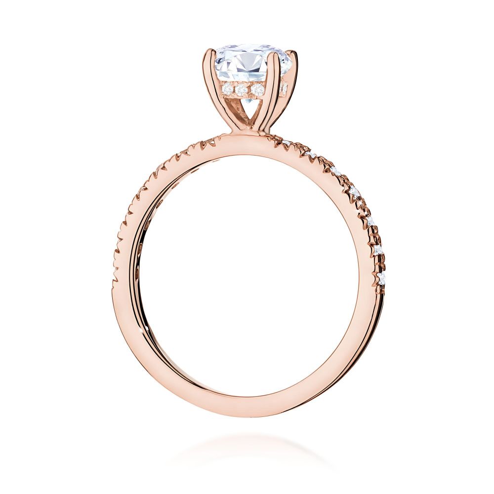 Pierścionek z brylantami 0,96 ct, różowe złoto 585