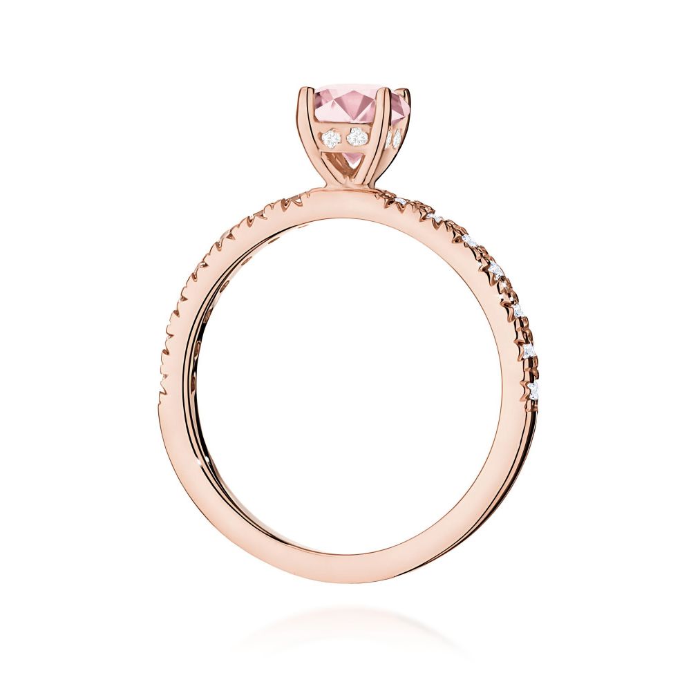 Pierścionek z różowym diamentem laboratoryjnym 0,74 ct, różowe złoto 585