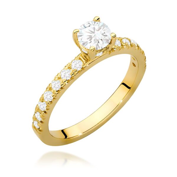 Pierścionek z brylantami 0,64 ct, żółte złoto 585