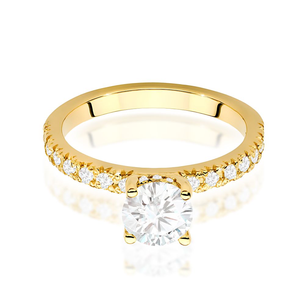Pierścionek z brylantami 0,96 ct, żółte złoto 585