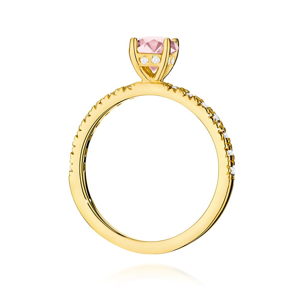 Pierścionek z różowym diamentem laboratoryjnym 0,74 ct, żółte złoto 585